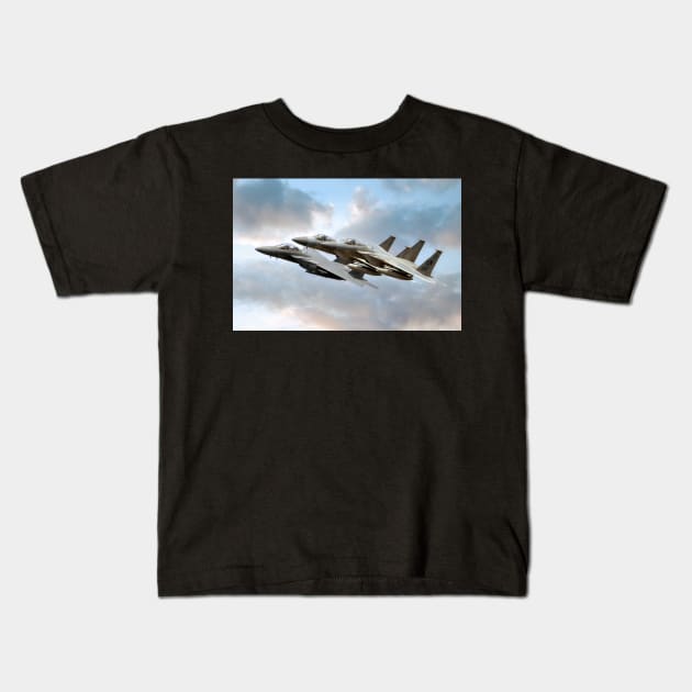 F-15 Eagles and Strike Eagle Kids T-Shirt by SteveHClark